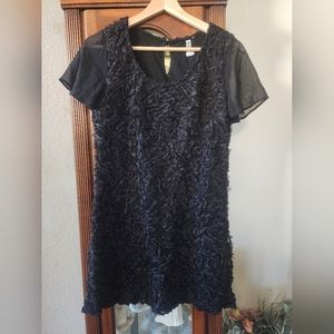 Monoreno Black Sheer Short Floral Dress